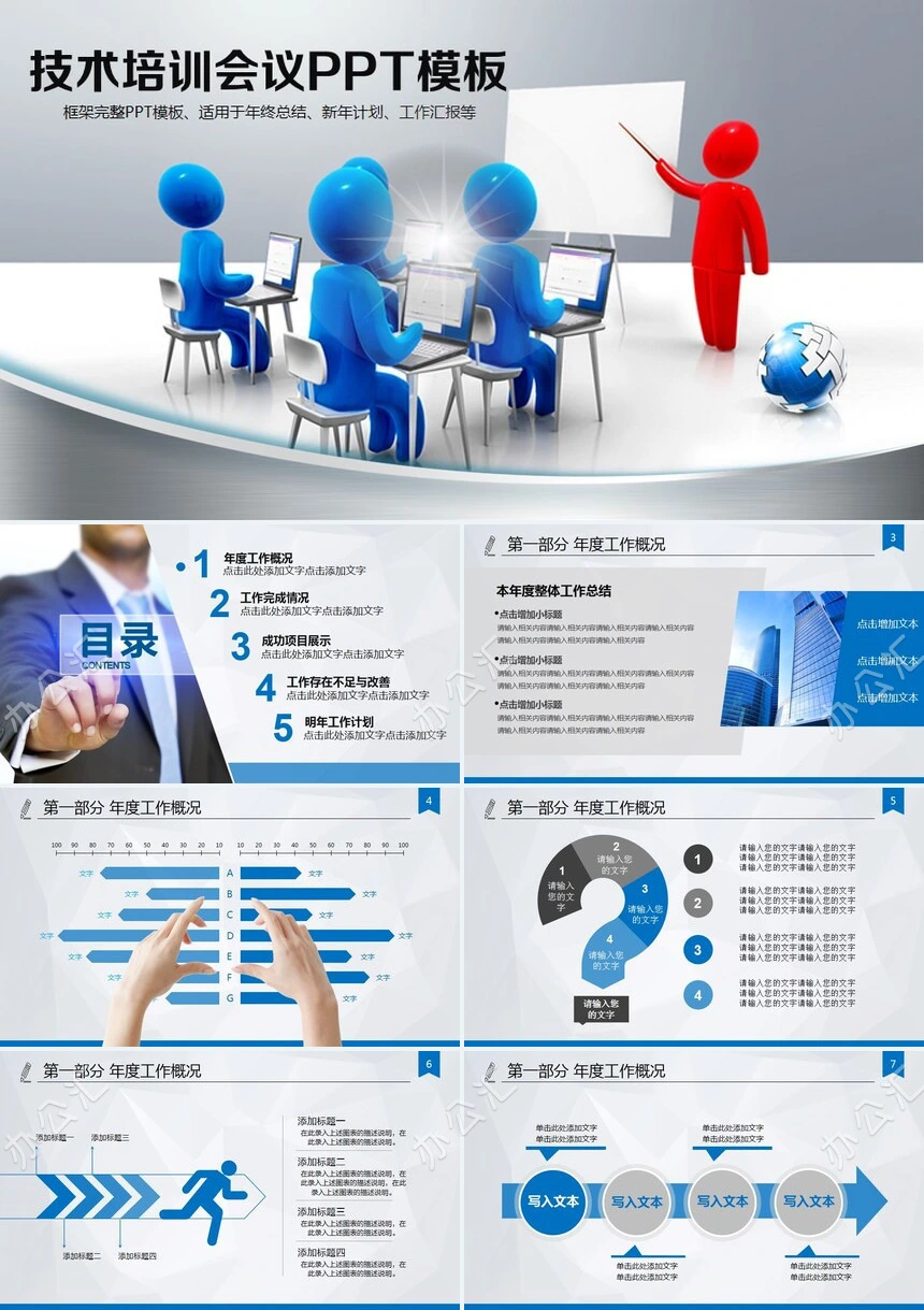 技术培训会议PPT模板框架完整PPT模板适用于年终总结新年计划工作汇报等