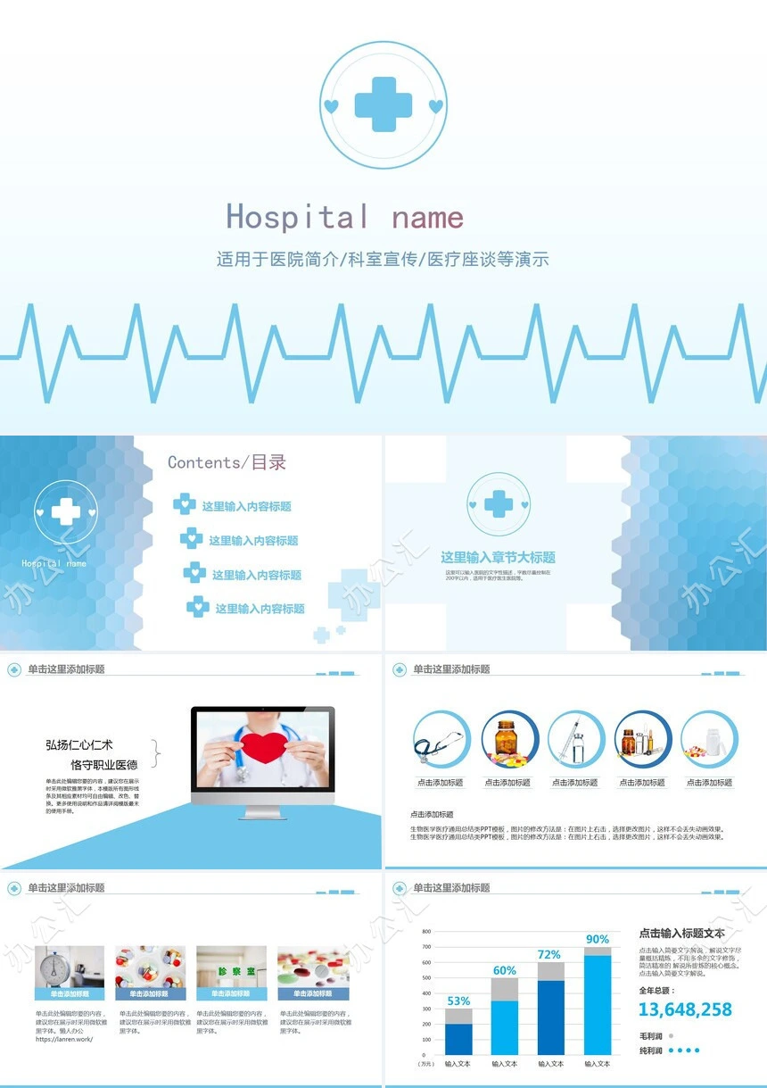 医院简介科室宣传医疗座谈通用PPT模板