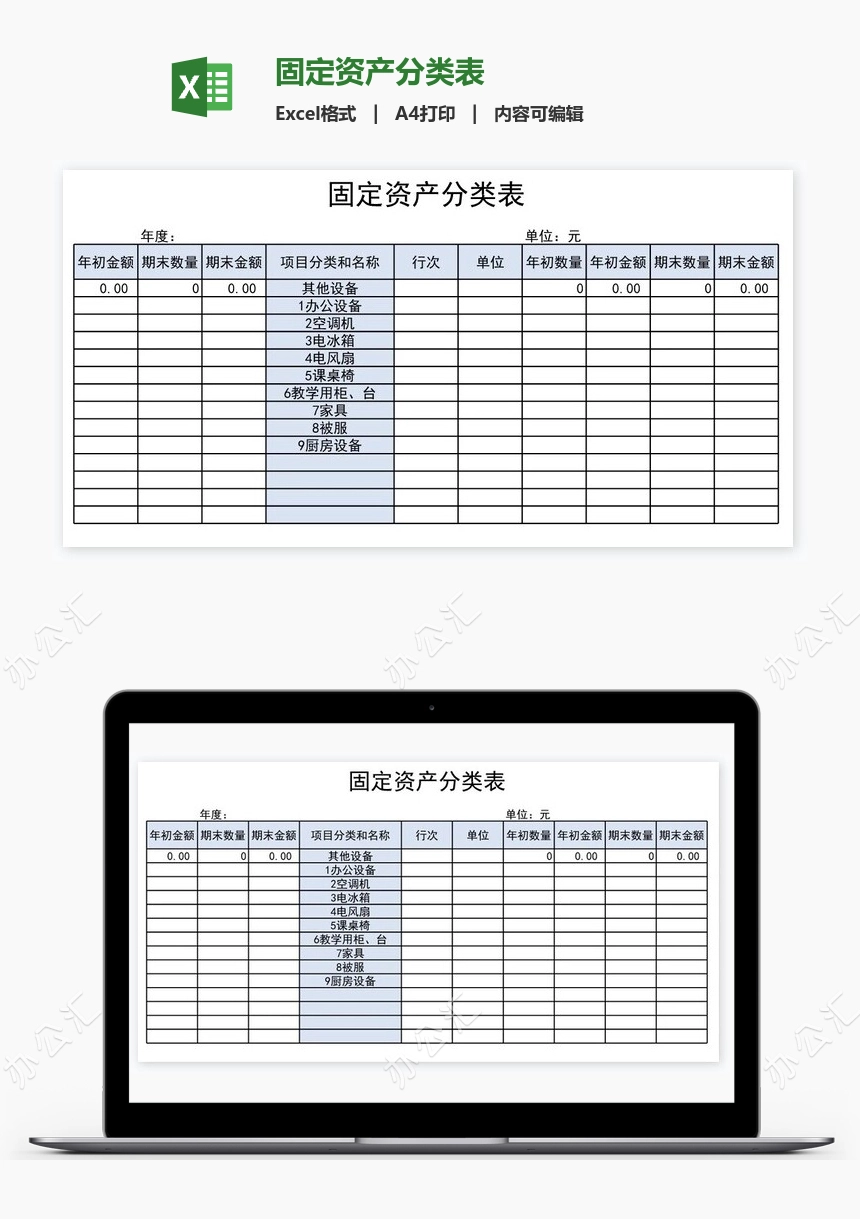 固定资产分类表