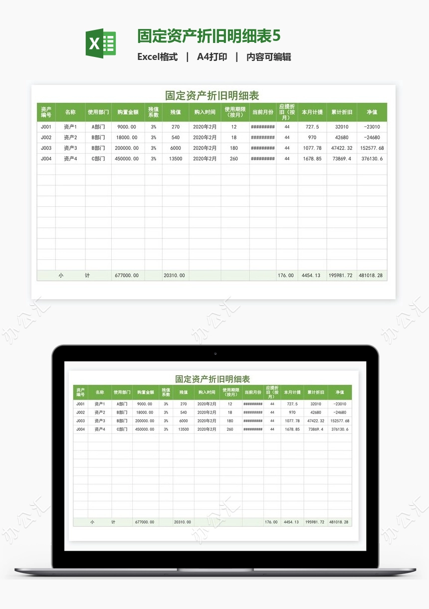 固定资产折旧明细表5