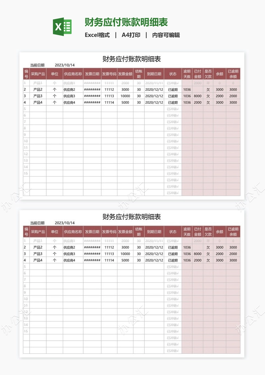 财务应付账款明细表