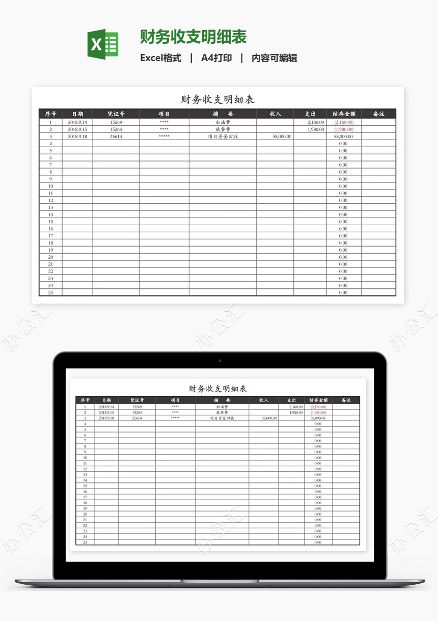 财务收支明细表
