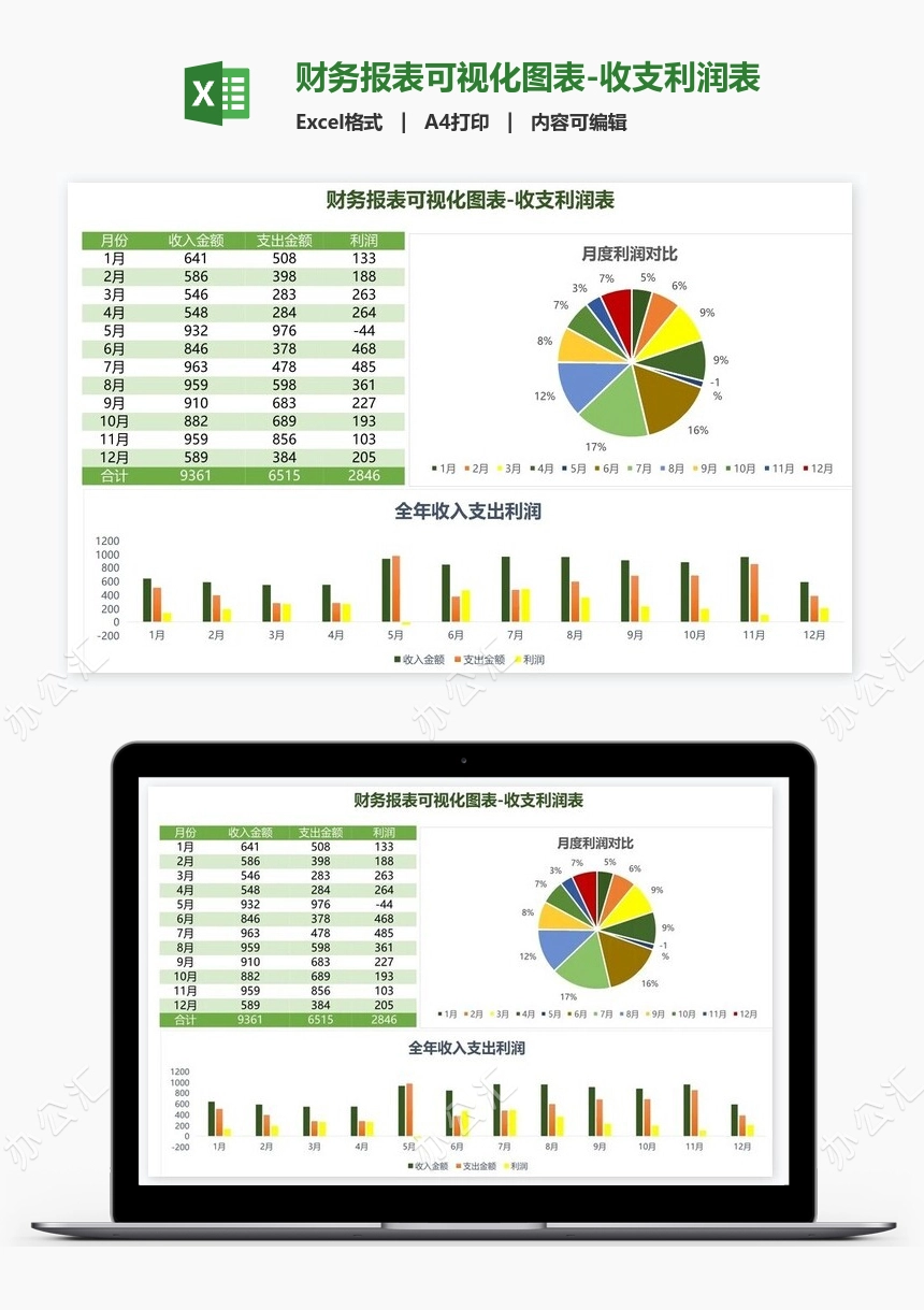 财务报表可视化图表-收支利润表