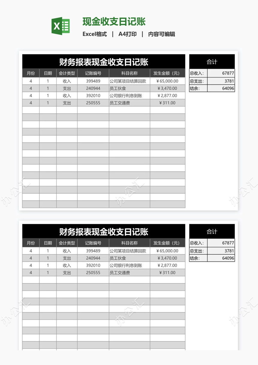 现金收支日记账