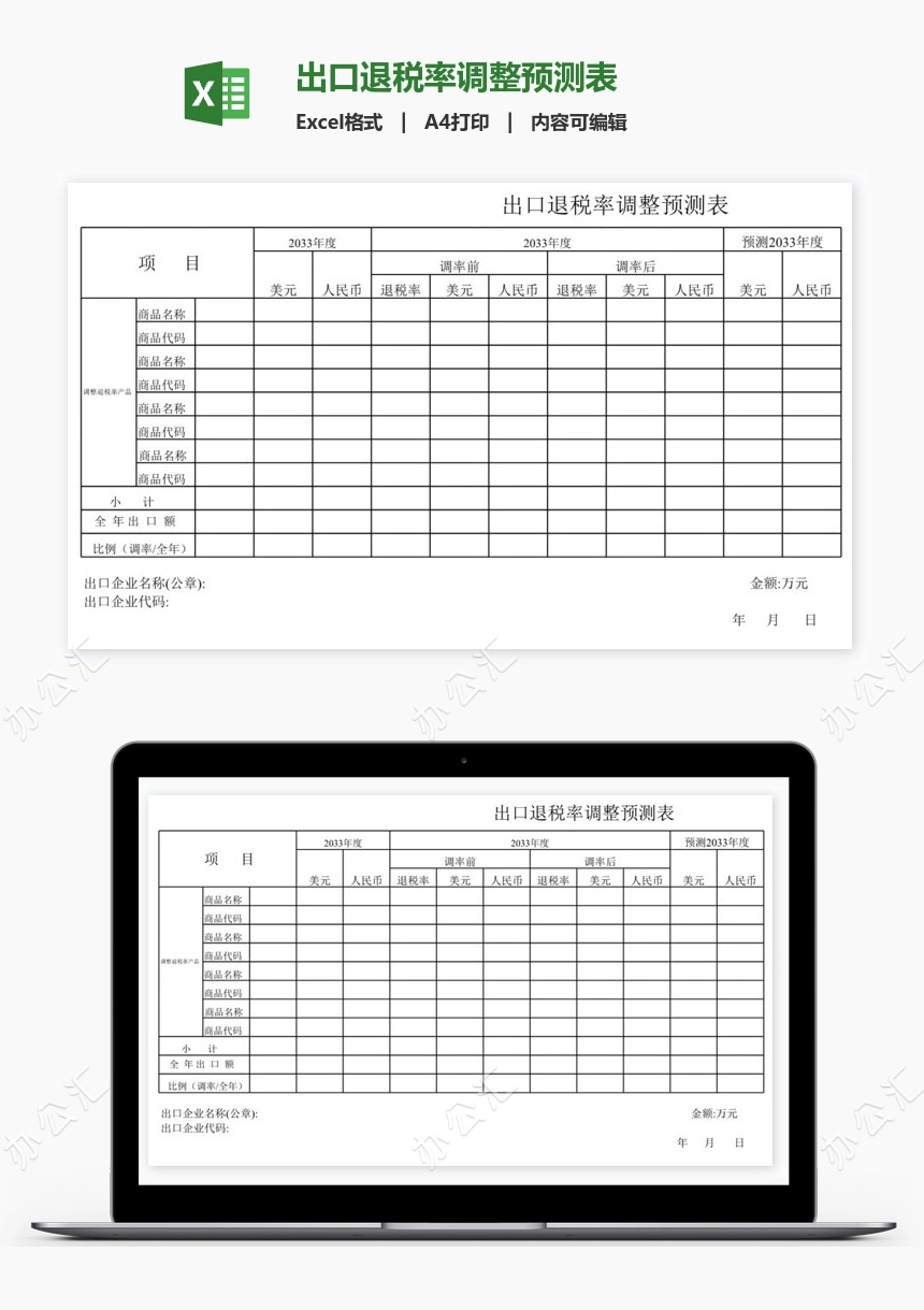 出口退税率调整预测表