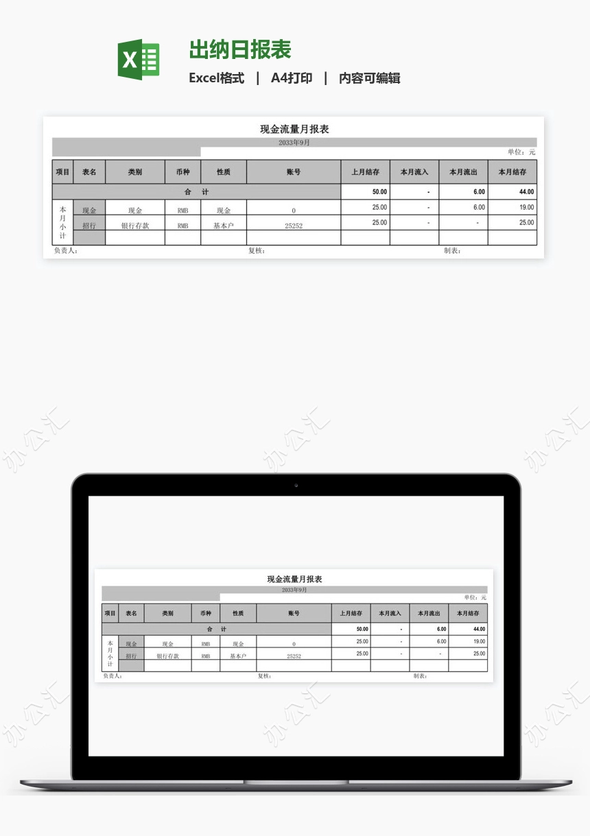 出纳日报表