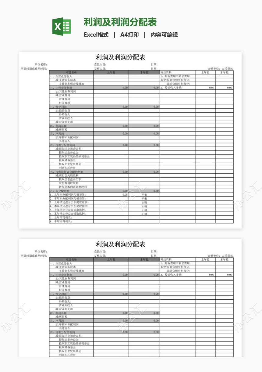 利润及利润分配表