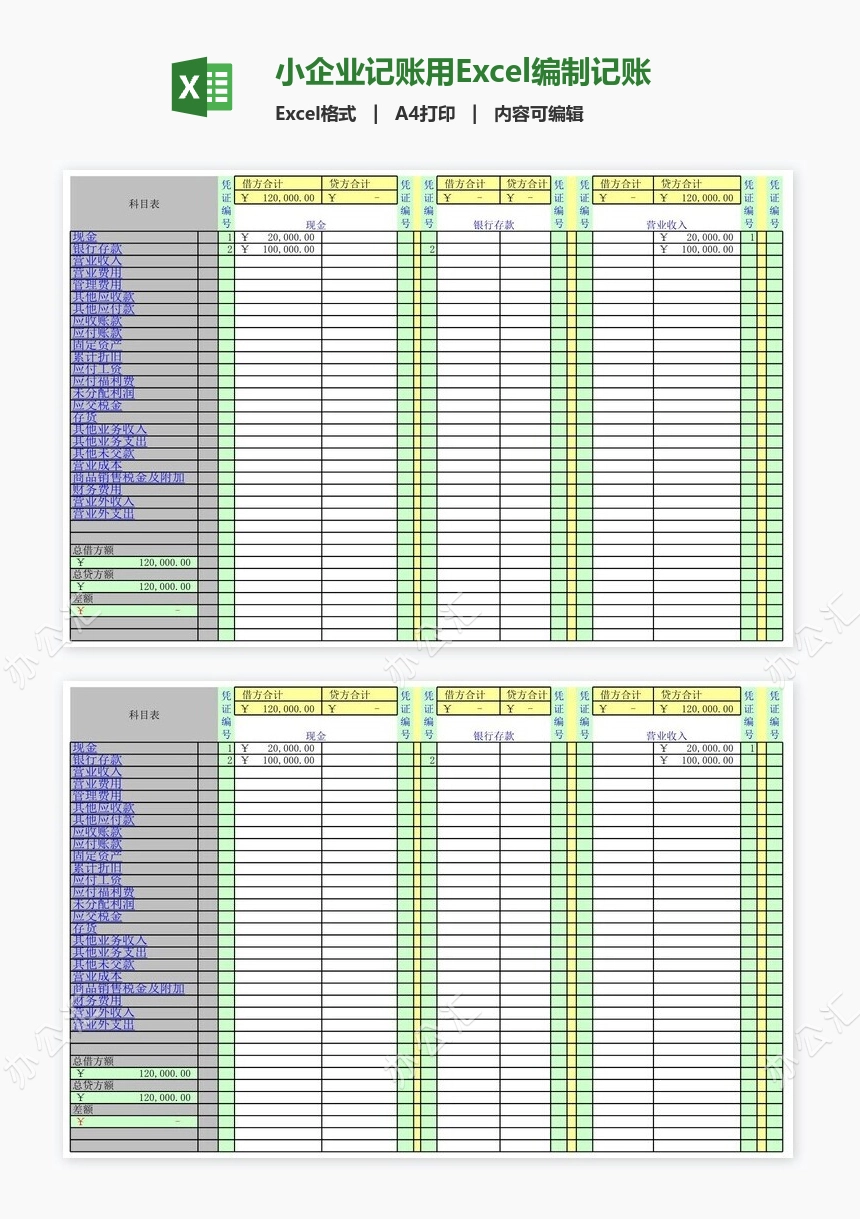 小企业记账用Excel编制记账凭证录入数据自动生成会计报表