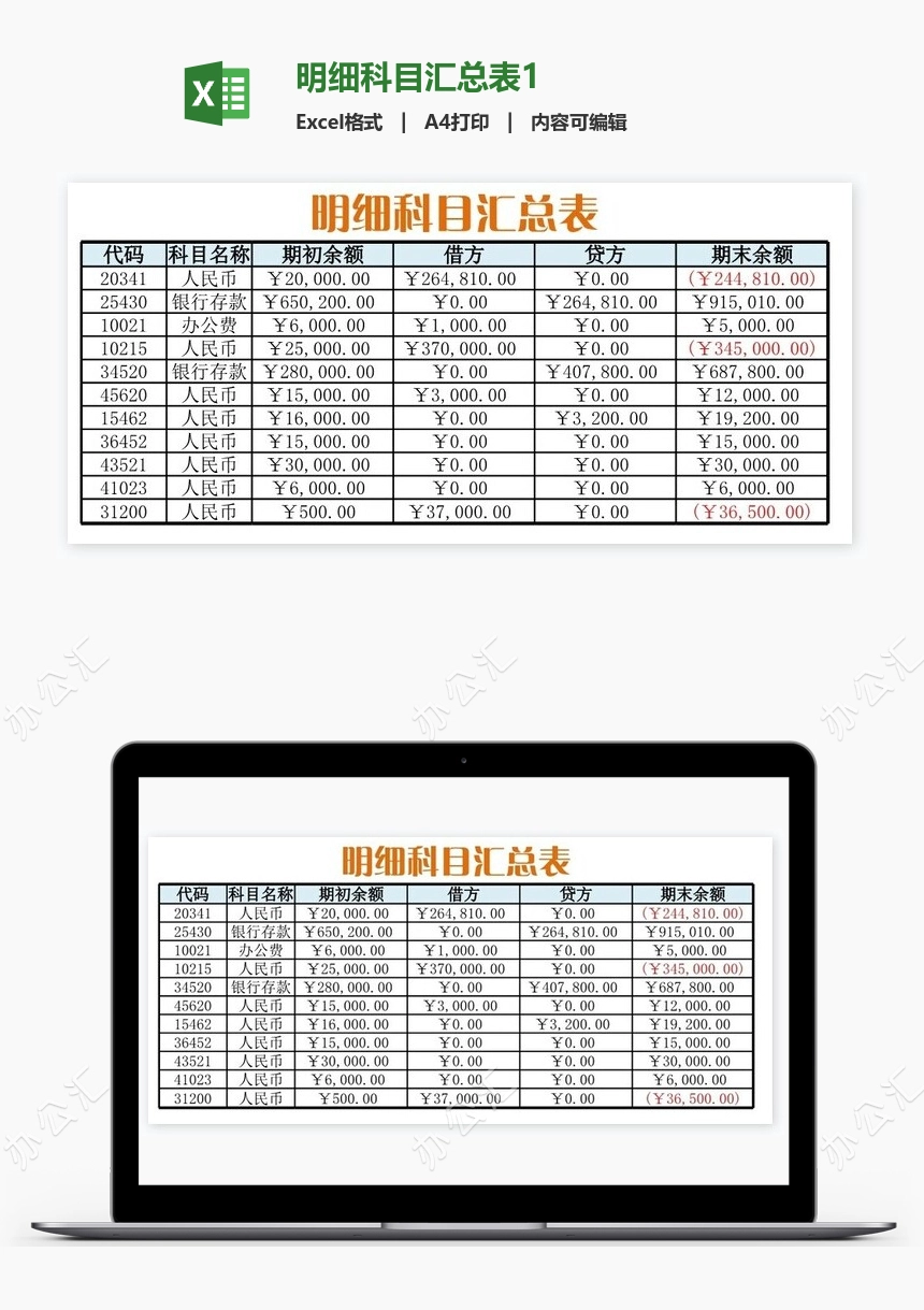 明细科目汇总表1