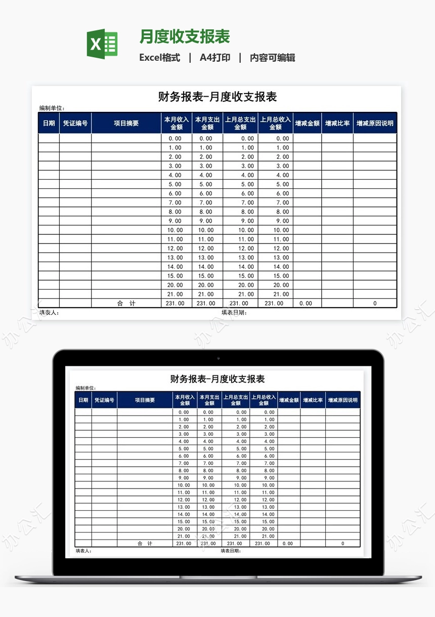 月度收支报表