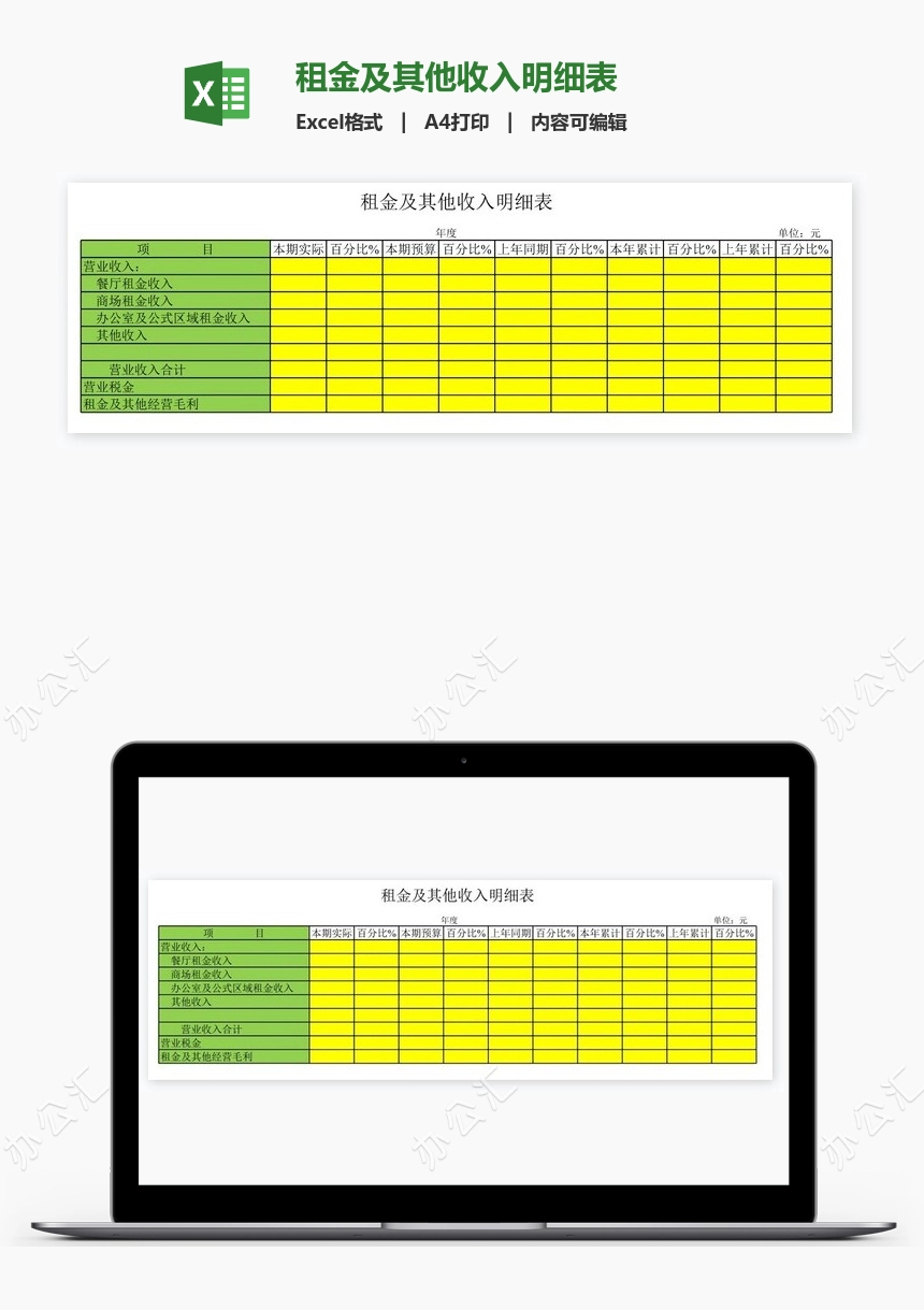 租金及其他收入明细表