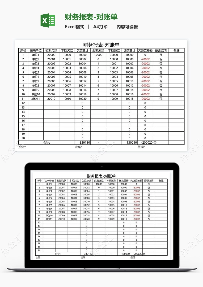 财务报表-对账单