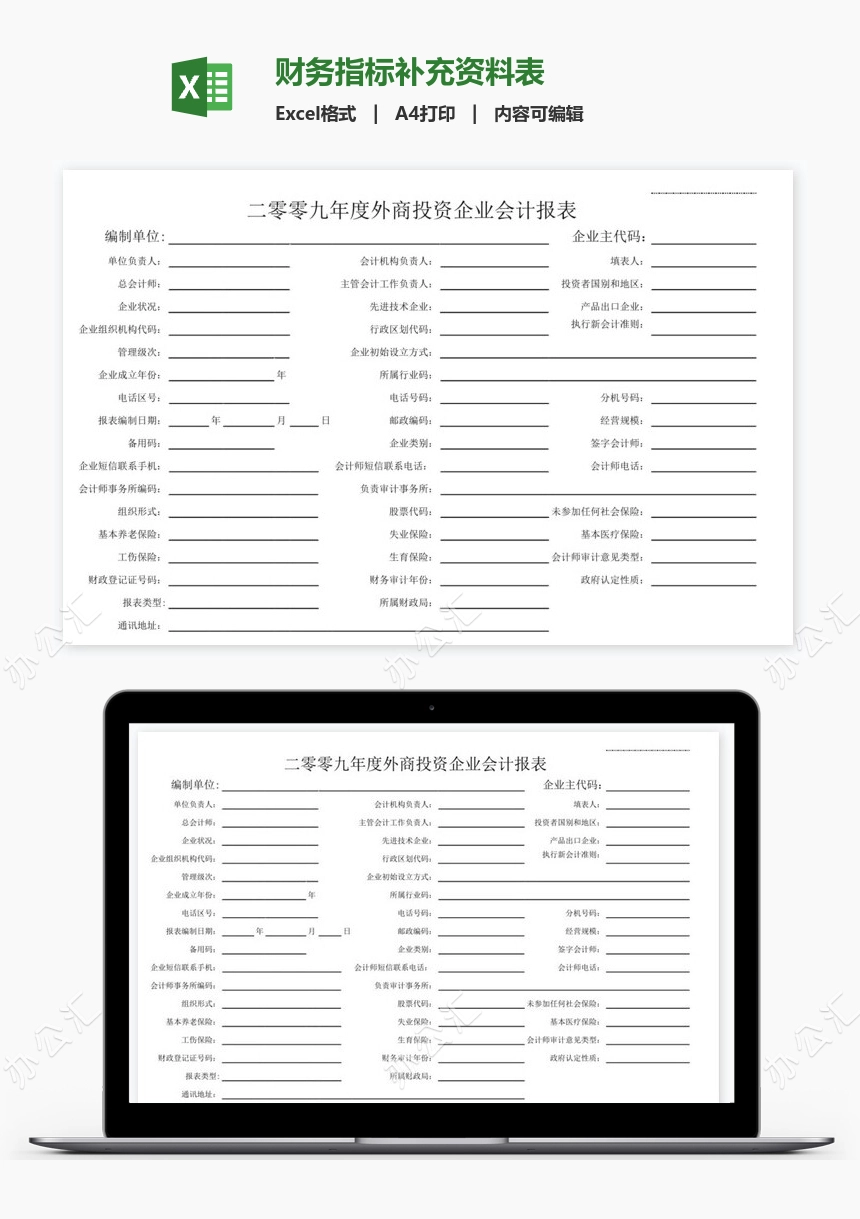 财务指标补充资料表