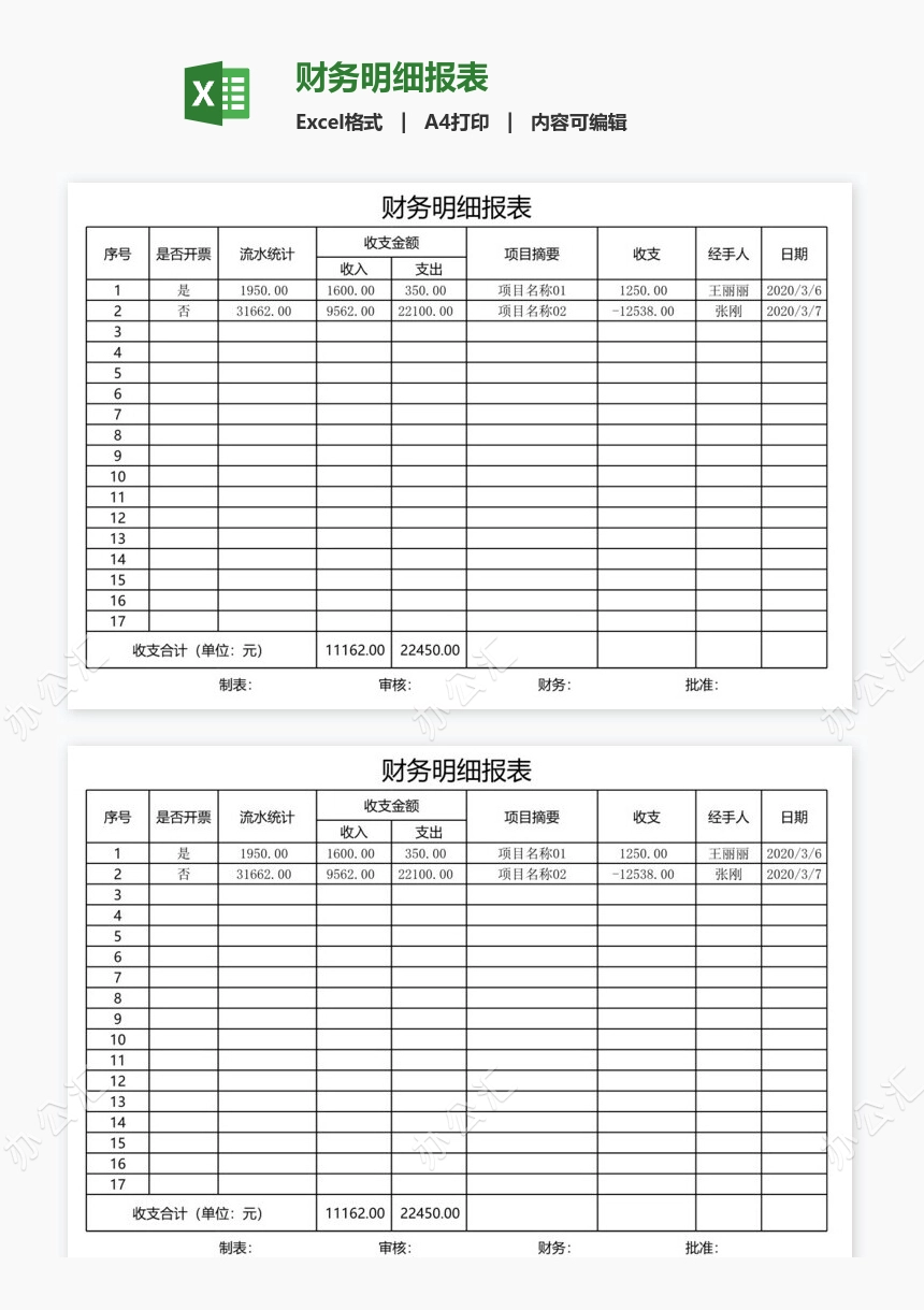 财务明细报表