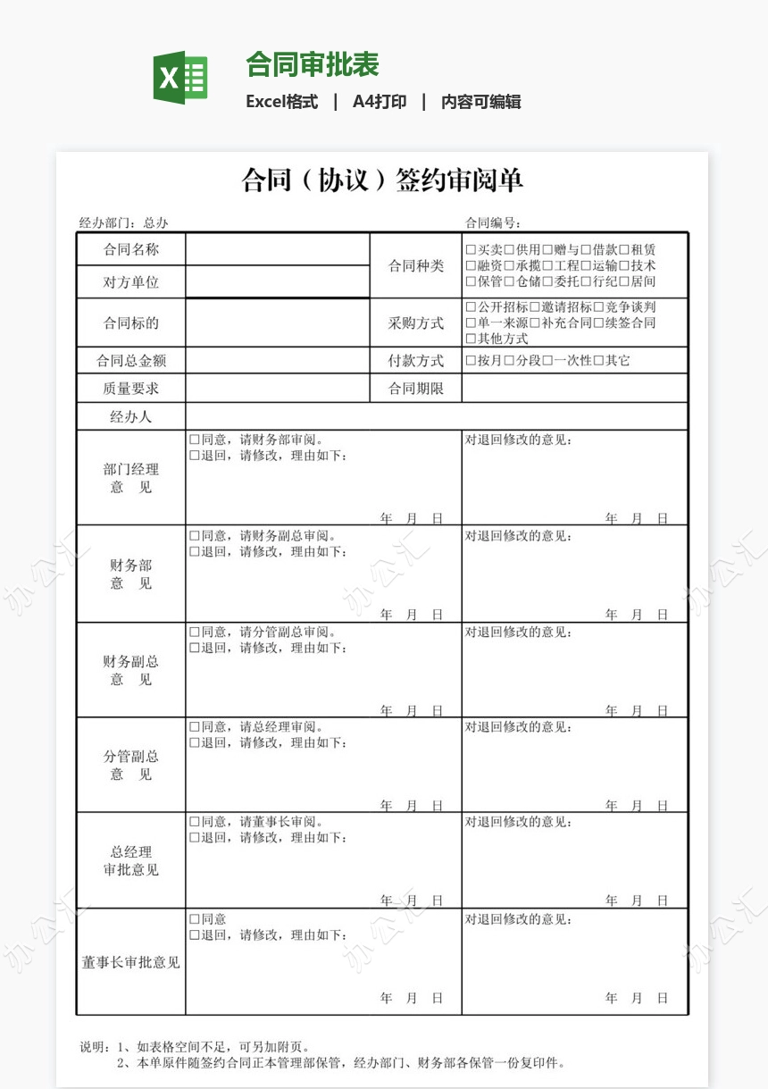 合同审批表