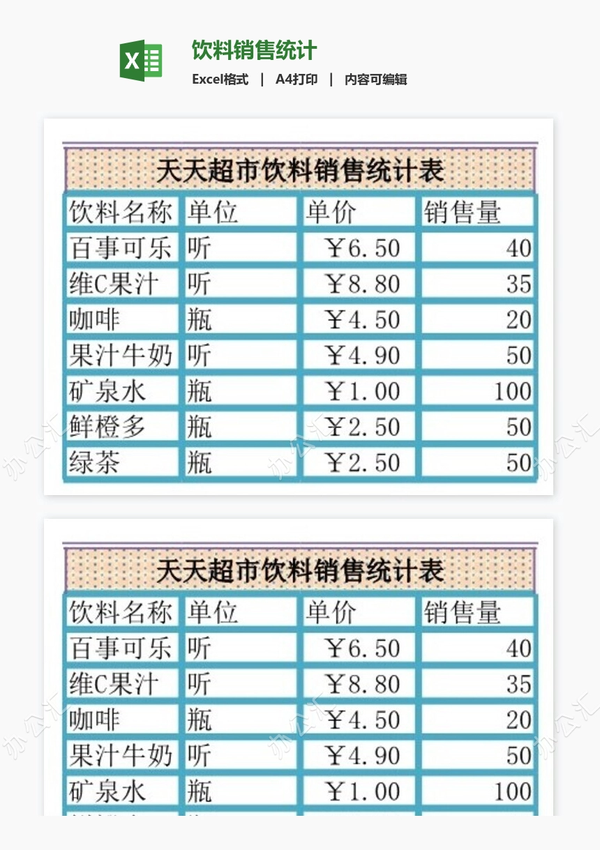 饮料销售统计