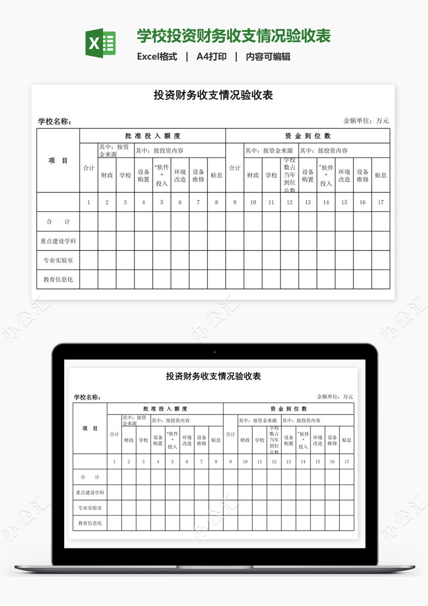 学校投资财务收支情况验收表