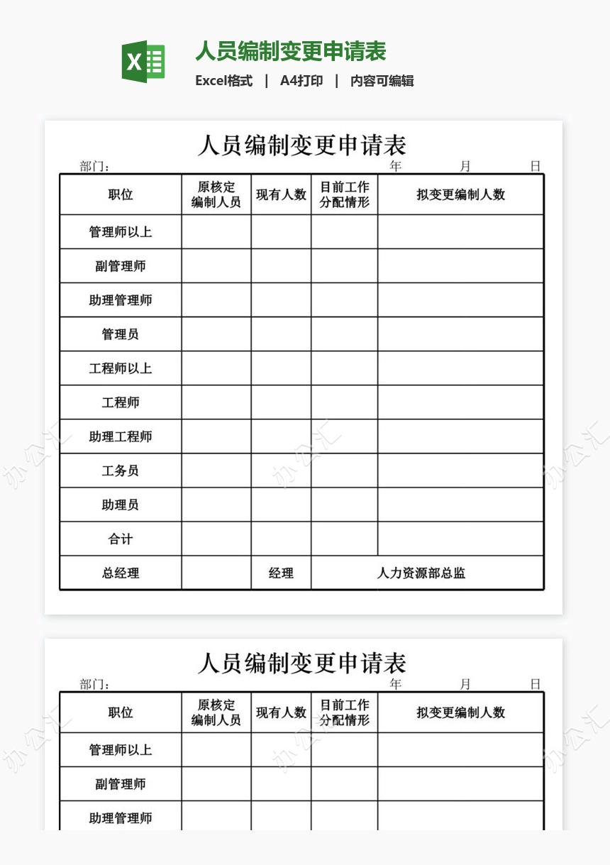 人员编制变更申请表