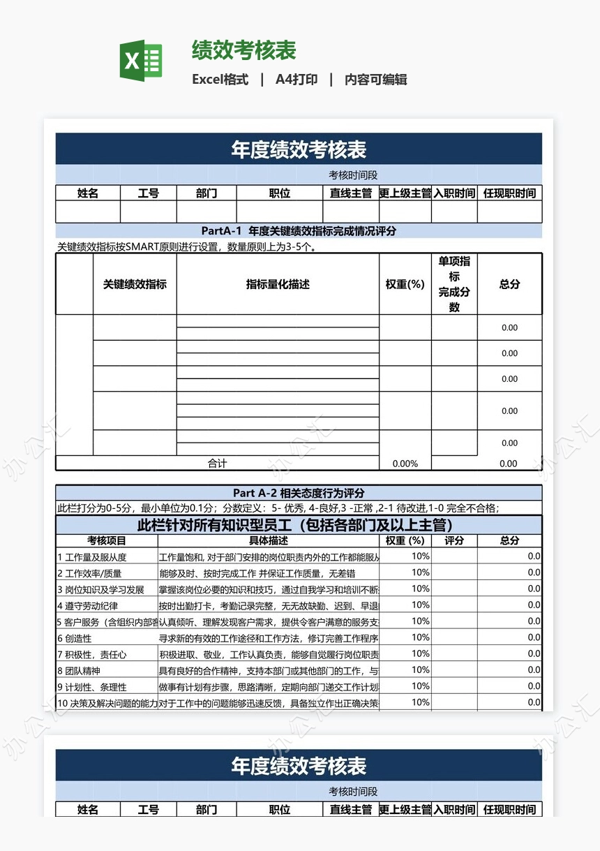 绩效考核表