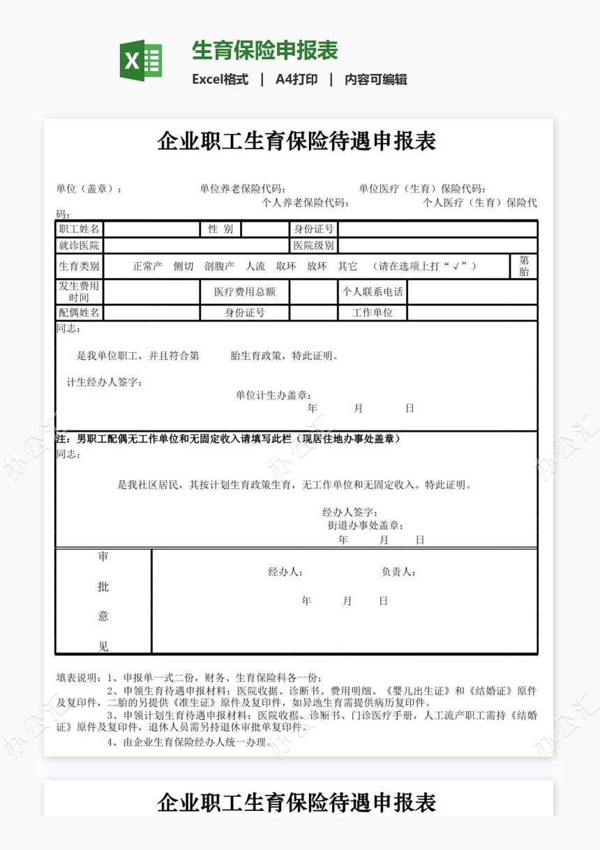 生育保险申报表