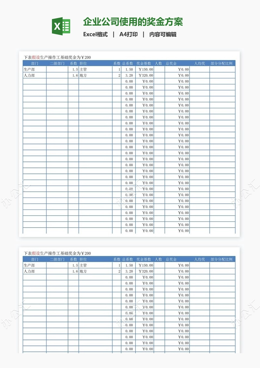 企业公司使用的奖金方案