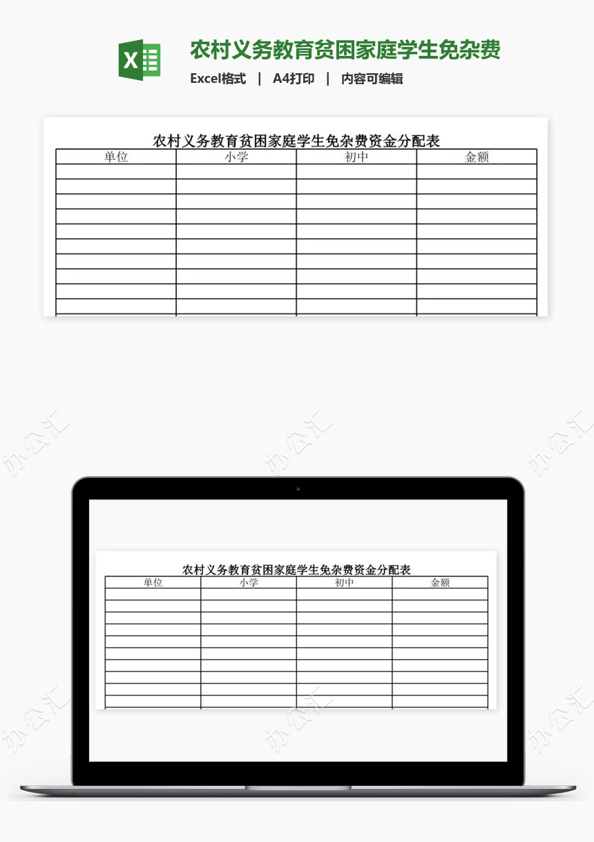 农村义务教育贫困家庭学生免杂费资金分配表