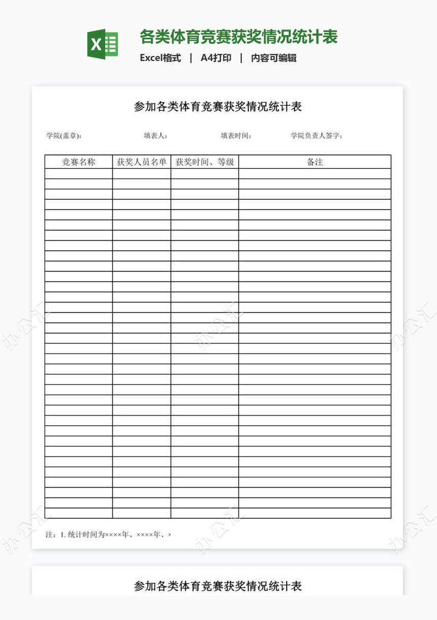 各类体育竞赛获奖情况统计表