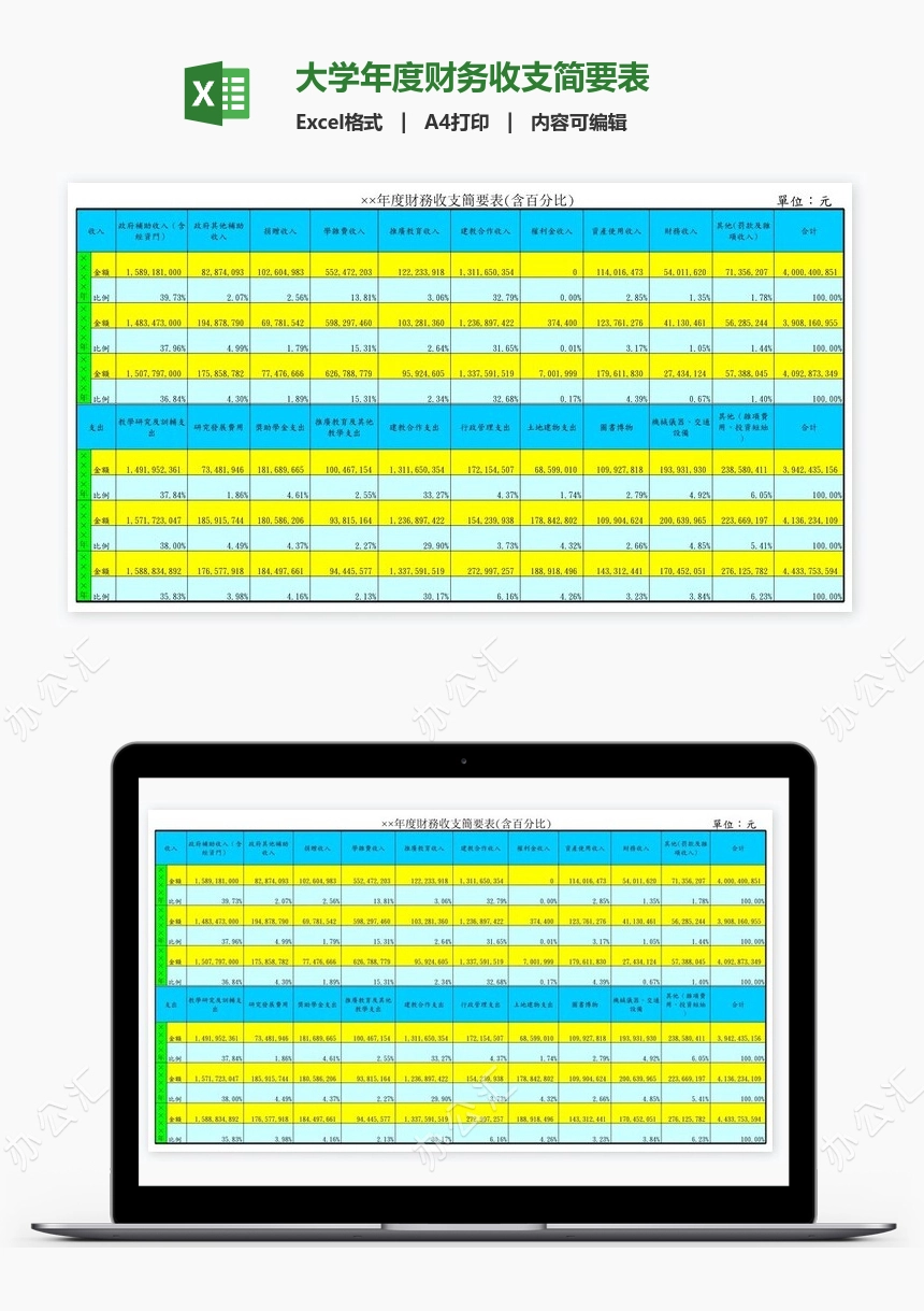 大学年度财务收支简要表