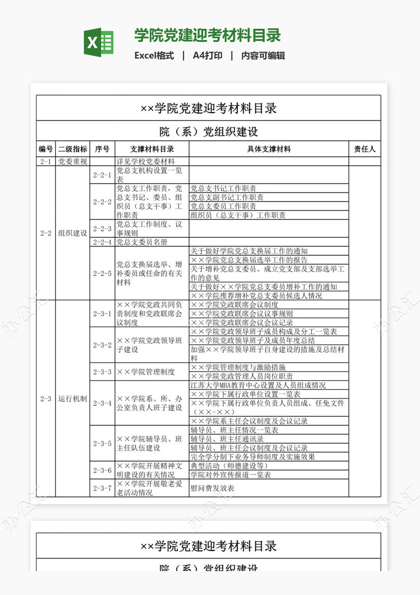 学院党建迎考材料目录