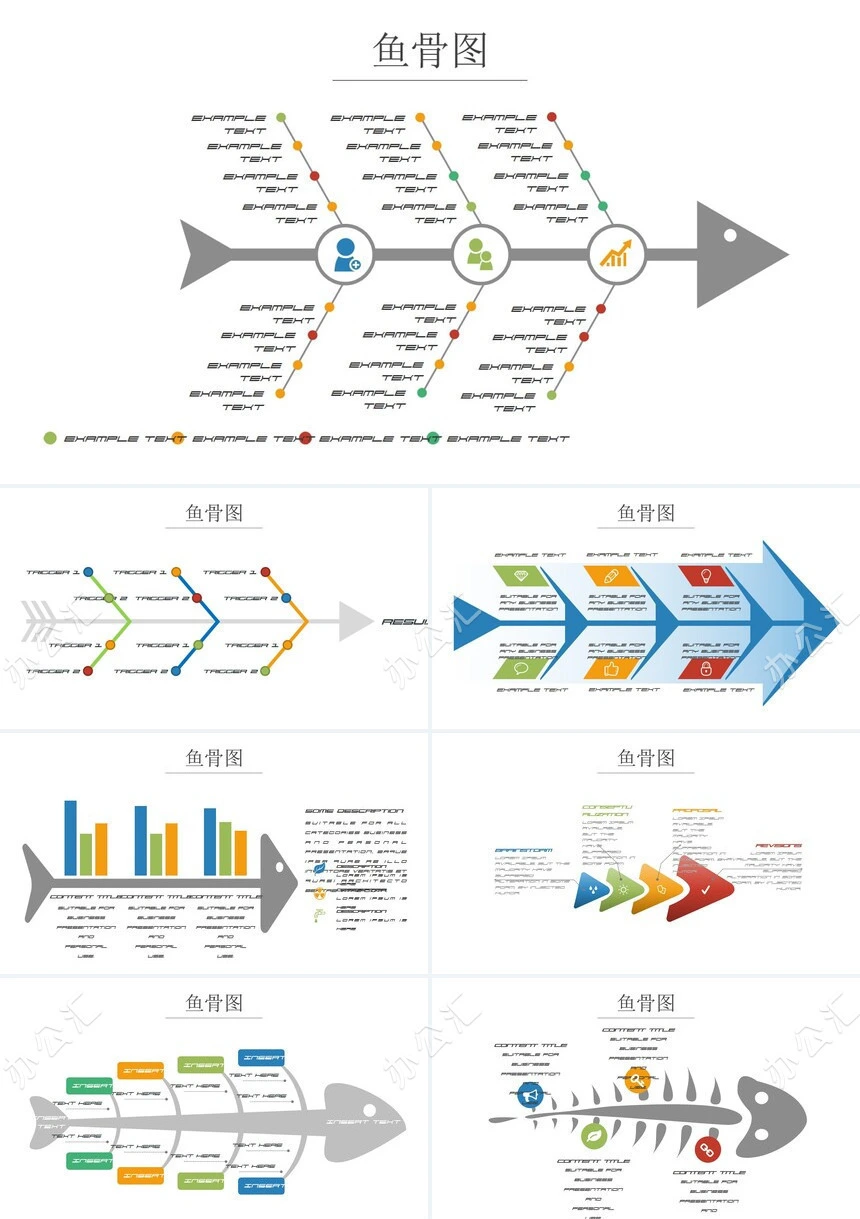 鱼骨图冰山图等各种可视化图表数据PPT图表